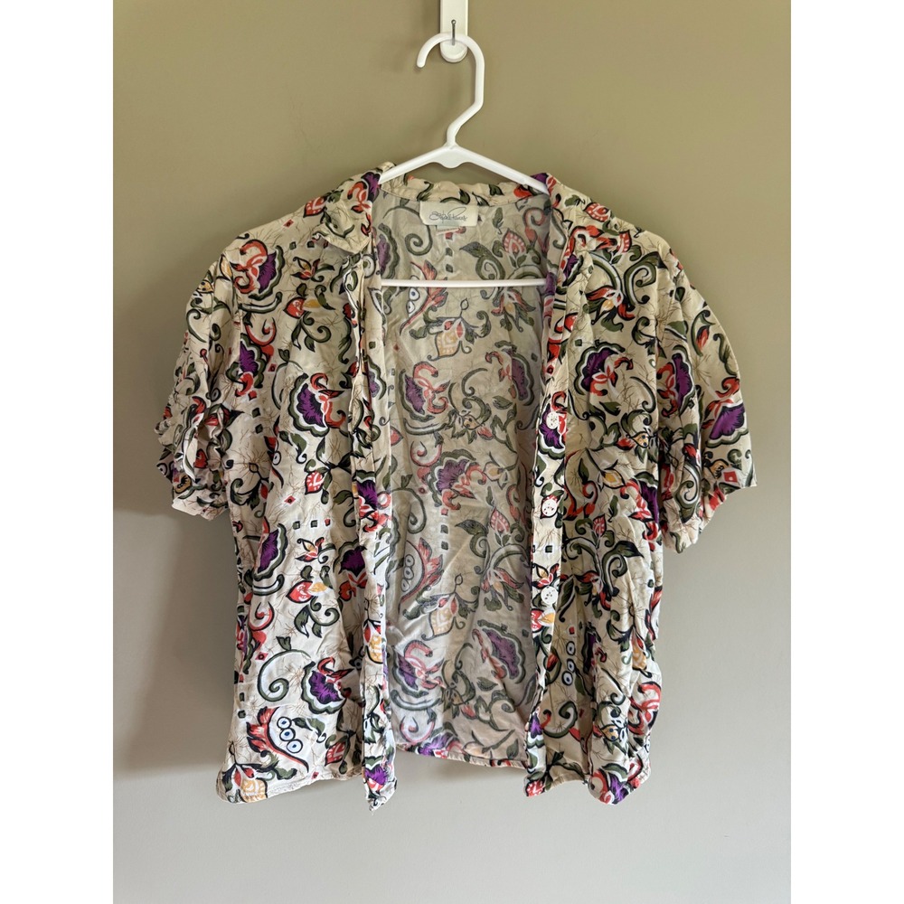 Stefani Powers Vintage Paisley Floral Button Up Shirt Womens Small Multi Color - Picture 1 of 3